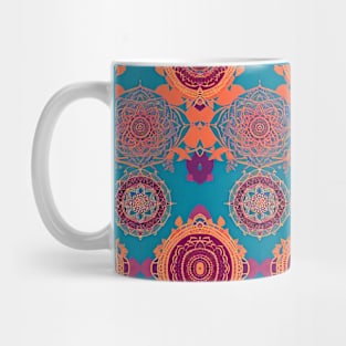 Bold Geometric Pattern Orange and Blue Mug